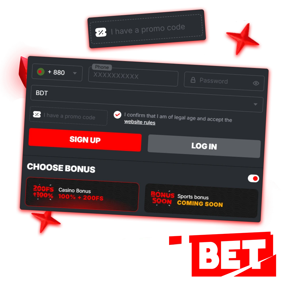 Use the promo code when registering at Banzai Bet.